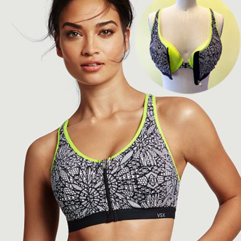 😍VICTORIA'S SECRET VSX KNOCKOUT FRONT- CLOSE BRA 2 IN 1 MAX SUPPORT BRA 36B 😘